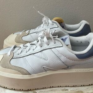 New Balance White and Tan Athletic Shoes